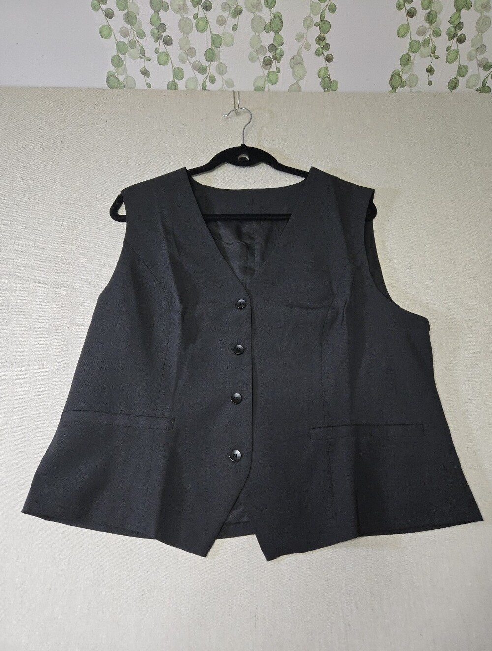 Classic Black Women's Button-Front Vest Jacket
